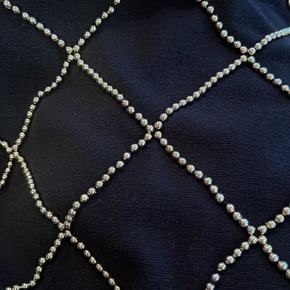 CDC gold bead diamond pattern bodice & cuffs knit maxi. Size 12. - Picture 3 of 9